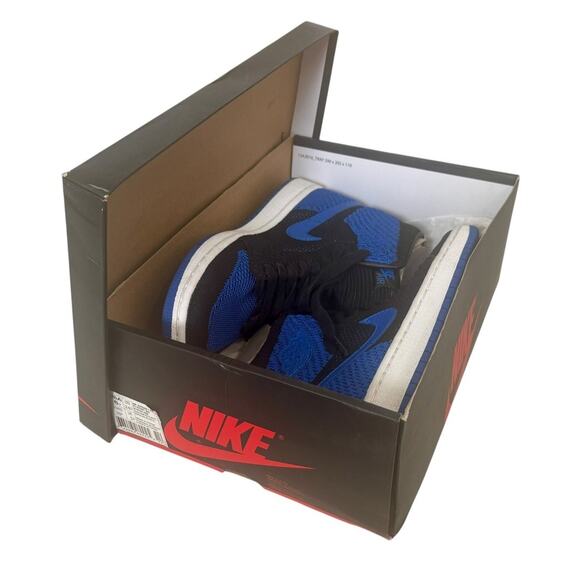 NIKE AIR JORDAN 1 Retro Flyknit BG Black Royal Blue Size 6Y 38.5 NEW IN BOX - Picture 2 of 14
